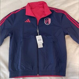 NWT St. Louis City SC adidas Navy/Red 2023 On-Field Anthem Full-Zip Reversible